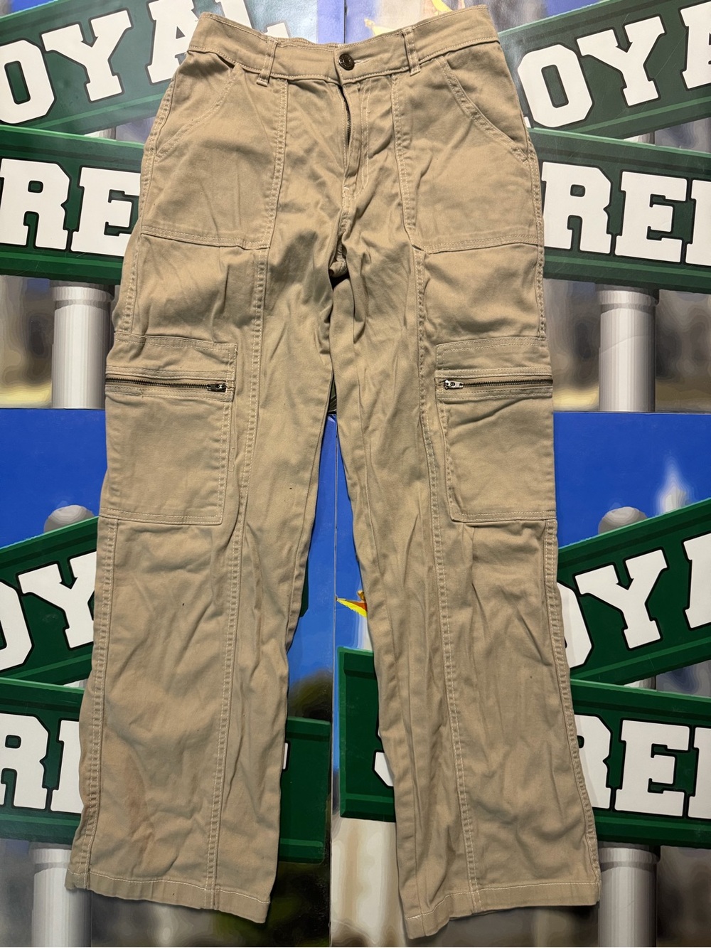 refuge Khaki Tan Utility Cargo Pants with Zip Thigh Pockets